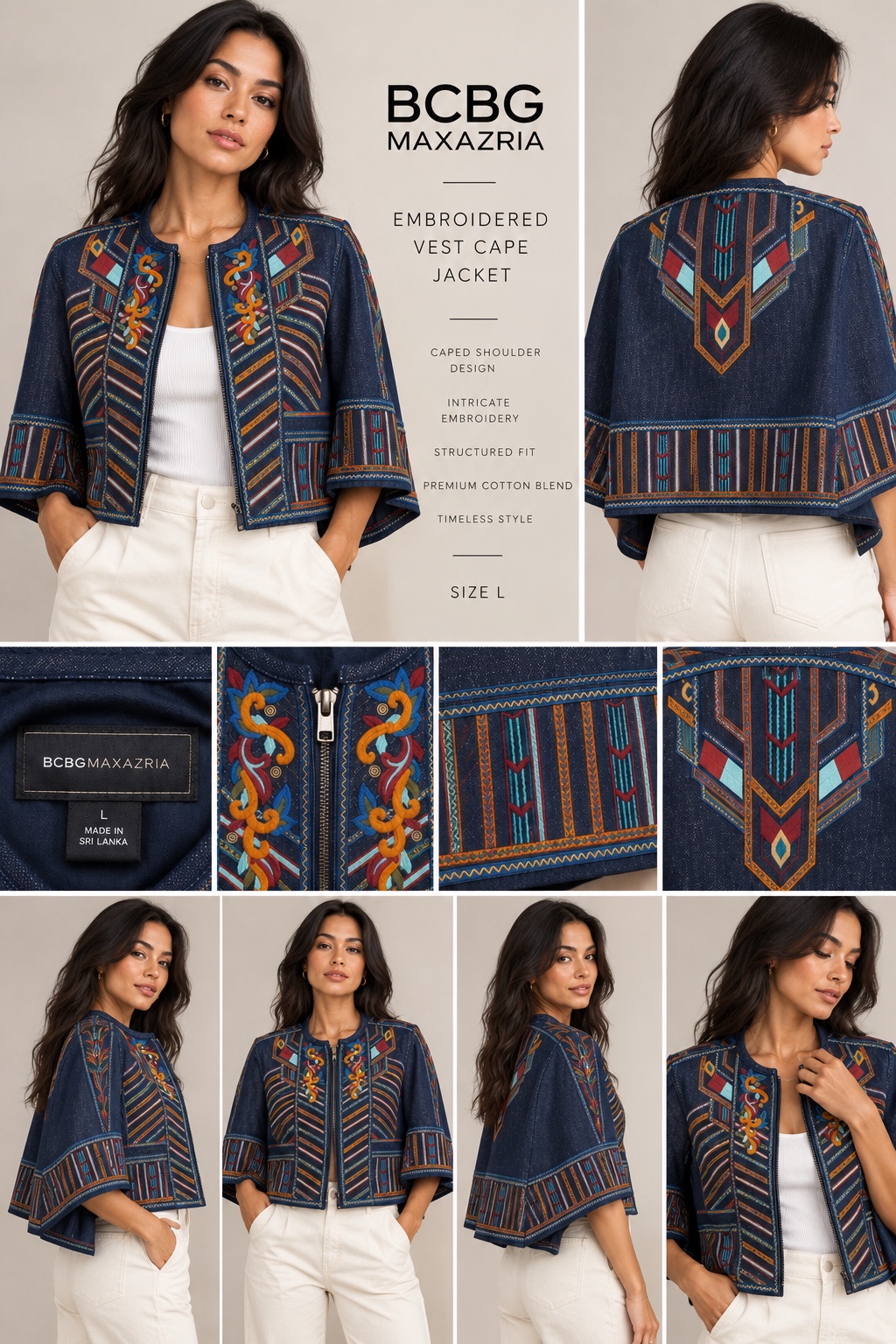 Actual BCBGMAXAZRIA embroidered vest cape